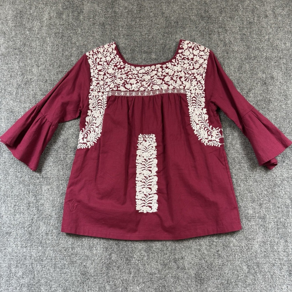 J Marie Embroidered Game Day Top Extra Small Maroon Burgundy White